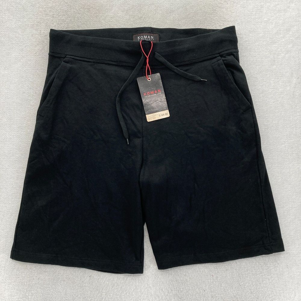 KOMAN Sweat Shorts Mens 3XL Black‎ Drawstring Athletic High Rise Vintage Y2K NWT